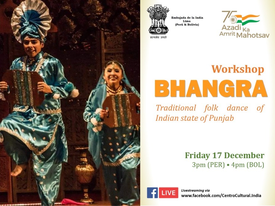 As part of #AmritMahotsav celebrations,  Embassy of India, Lima  organised a workshop on Bhangra, traditional folk dance of Indian state of Punjab.